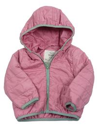 Růžová prošívaná šusťáková jarní zateplená bunda s kapucí zn. M&S