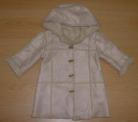 Béžový semišový zimní kabátek s kapucí