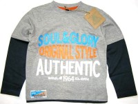 Outlet - Šedo-tmavomodré triko s nápisem zn. Soul&Glory vel. 9/10 let