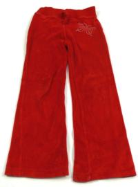 Červené sametové kalhoty s motýlkem zn. Adams