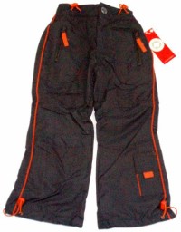 Outlet - Šedo-oranžové šusťákové zateplené kalhoty