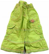 Zelené plátěné rolovací kalhoty s motýlky a kapsami zn. Next