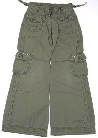 Khaki plátěné kalhoty s kapsami zn. CQ