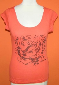 Dámské oranžové tričko s potiskem zn. H&M vel.m 34
