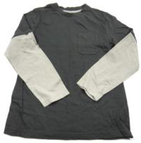 Šedo-béžové triko s kapsičkou zn. TU