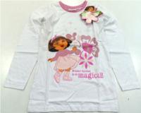 Nové - Bílo-růžové triko s Dorou zn. Nickelodeon 