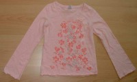 Růžové tričko s kytičkami vel. 140