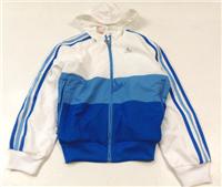 Bílo-modrá šusťáková jarní bunda s logem zn. Adidas