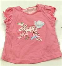 Růžové tričko s nášivkami zn. Mothercare