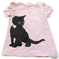 Světlerůžové tričko s kočičkou zn. H&M