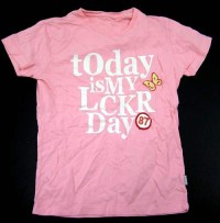 Růžové tričko s nápisem vel. 134