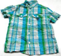 Bílo-modro-zelená kostkovaná košile zn. Mothercare