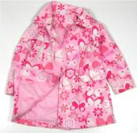 Růžový plátěný jarní kabátek s motýlky 