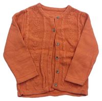 Oranžový propínací svetr s pleteným vzorem zn. Nutmeg