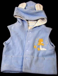 Modrá fleecová vestička s medvídkem Pů a kapucí zn. Disney
