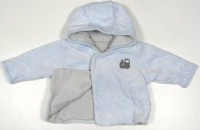 Modrý sametový oteplený kabátek s vláčkem zn.Mothercare