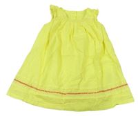 Žluté plátěné šaty s výšivkou zn. M&S
