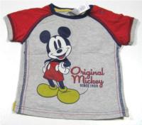 Šedo-modro-červené tričko s Mickeym zn. TU 