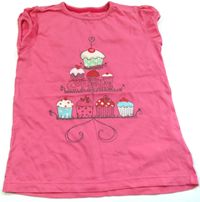 Růžové tričko s dortíky zn. TU