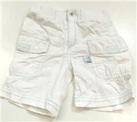 Bílé plátěné 3/4 kalhoty s kapsičkami 