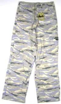 Outlet - Béžovo-modré army plátěné kalhoty
