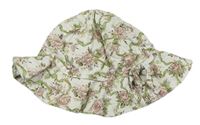 Bílý květovaný plátěný klobouk zn. H&M ve. 86-98