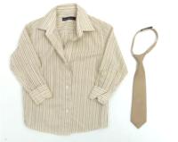 Set - Béžová pruhovaná košile + vzorovaná kravata zn. Bhs