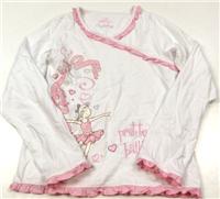 Bílo-růžové triko s baletkou 