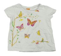 Bílé tričko s motýlky zn. Pusblu 