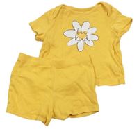 2 set - Žluté tričko s květem + kraťasy zn. F&F