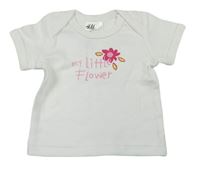 Bílé tričko s nápisem a květem zn. H&M