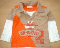 Béžovo-oranžovo-bílé triko s číslem a límečkem zn. Early Days