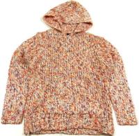 Outlet - Vínovo-oranžovo-smetanový pletený svetr s kapucí vel. 16 let
