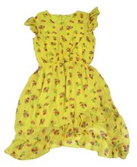 Žluté květované šifonové šaty zn. Y.F.K.