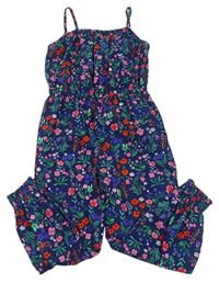 Tmavomodro-barevný květovaný lehký kalhotový overal zn. Bluezoo