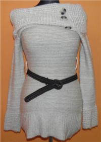 Dámský béžový svetr s rolákem a páskem zn. Jane Norman
