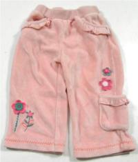 Růžové sametové kalhoty s kytičkami zn. Pumkin Patch
