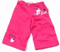 Růžové plátěné 3/4 kalhoty s potiskem zn.  Barbie 