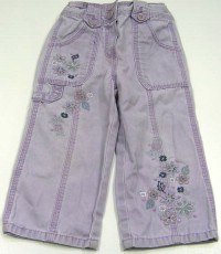 Fialové plátěné kalhoty s kytičkami zn. Cherokee