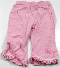 Růžové plátěné kalhoty s motýlkem a kytičkou zn. Cherokee