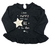 Černý lehký pletený svetr s nápisy a hvězdou zn. George