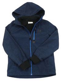 Tmavomodrá melírovaná softshellová bunda s kapucí zn. H&M