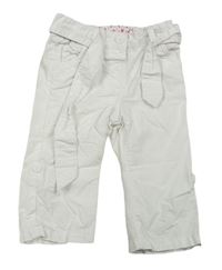 Bílé plátěné rolovací kalhoty s páskem zn. C&A