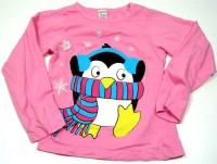 Růžové triko s tučňáčkem vel. 146/152 cm