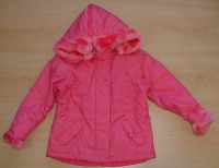 Růžový šusťákový zateplený kabátek s kapucí zn. Bhs
