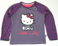 Fialovo-pruhované triko s Kitty zn. Marks&Spencer