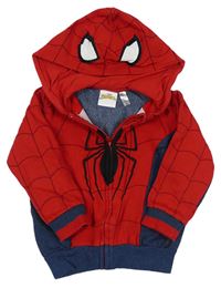 Červeno-tmavomodrá propínací mikina Spiderman s kapucí zn. Marvel