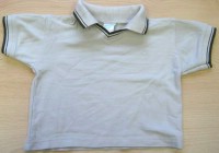 Béžové tričko s výšivkou a límečkem zn.  Navigátor