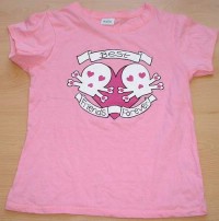 Růžové tričko s lebkami zn. Mackays vel. 13 + let
