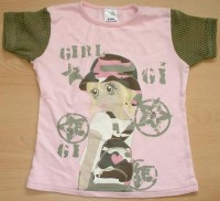 Růžovo-khaki tričko s obrázkem zn. Kidz Unlimited vel. 8/9 let